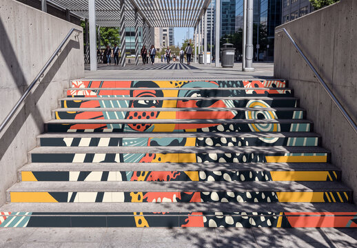 Mockup Template of Advertising Stair Risers