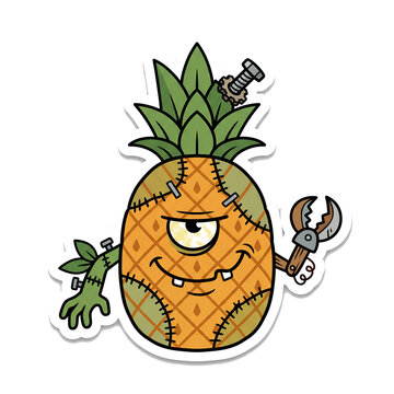 Whimsical Franken-Pineapple Vector Character