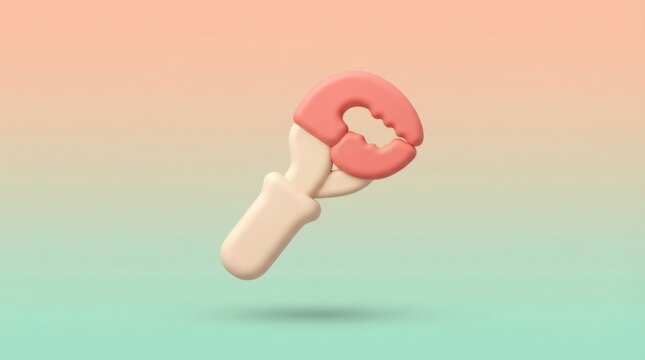 3D render of a hand tool icon featuring a clamp design with soft pastel colors on a gradient