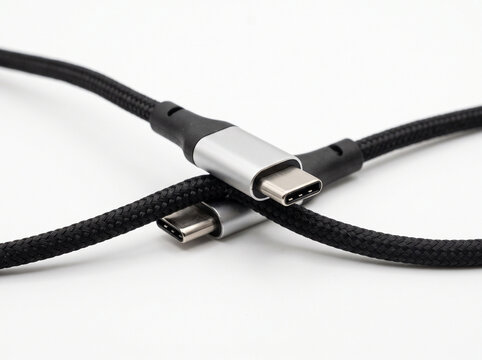 Usb c braided cables with silver connectors for fast data and power delivery.