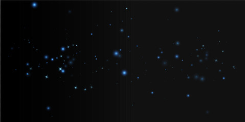 Glowing blue stardust and sparkling particles vector illustration. Magical light effect on dark background © kulinskaia