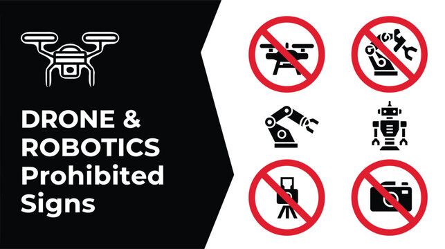 Drone signs collection with robotics and camera prohibition