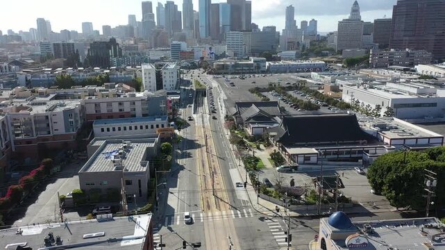 Los Angeles Metro Rail Train Exits Tunnel Aerial
