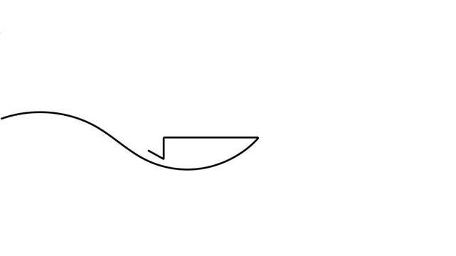 Modern left arrow with circle icon sign continuous one line art single drawing moving on white background minimalist monoline pointer for progress and work process symbol animation video