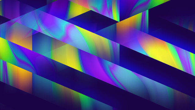 Abstract creative colorful geometric shape stripe on dark blue background illustration.