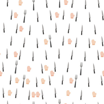 Kitchen utensils pattern isolated on transparent background