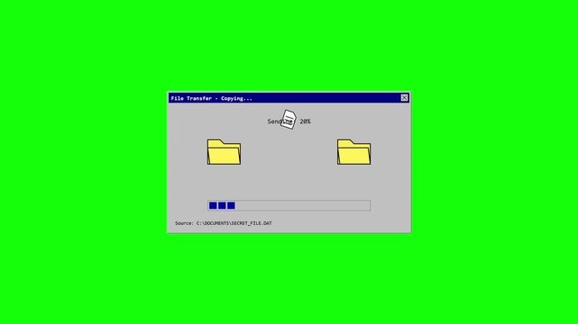 File Transfer Copying Progress Secret File Green Screen Dialog