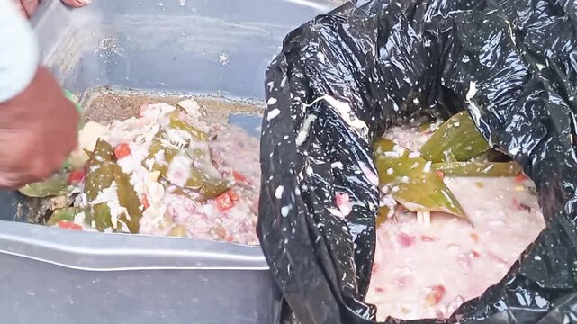 Utilization of household organic waste or food scraps as feed for the larvae of the black soldier fly (*Hermatia illucens*), which are cultivated to produce maggots of economic value.