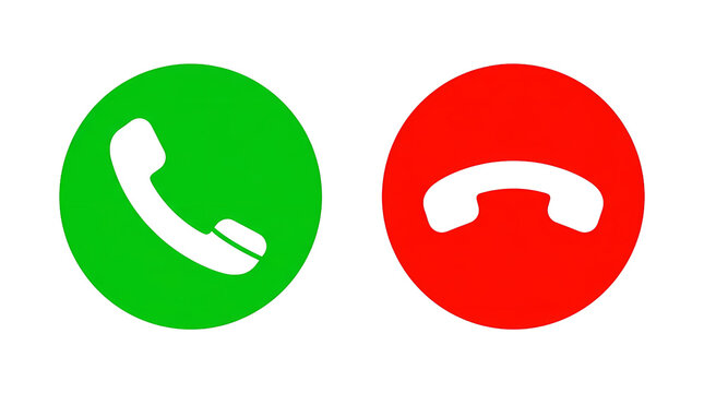 Phone Call Icons. Green Answer Red Hang Up Symbols. Telephone Communication Concept. Clean Minimal Vector Illustration