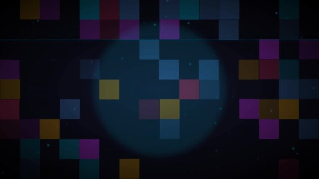 digital pixel censored mosaic privacy blur overlay with abstract colorful dynamic squares background for video editor asset