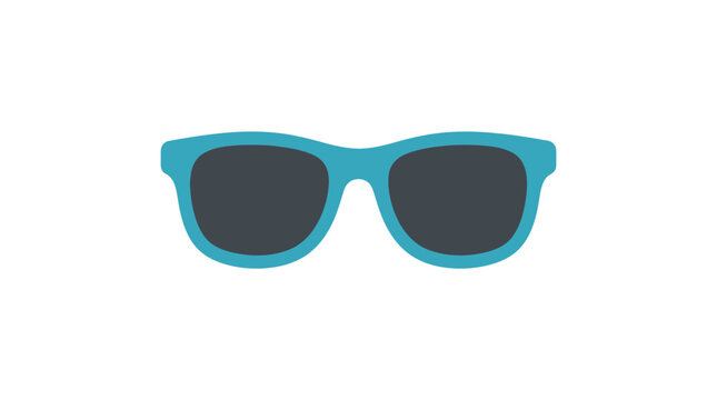 A pair of teal colored sunglasses is depicted in a flat vector style against a white background eyewear shades spectacles flat design vector art
