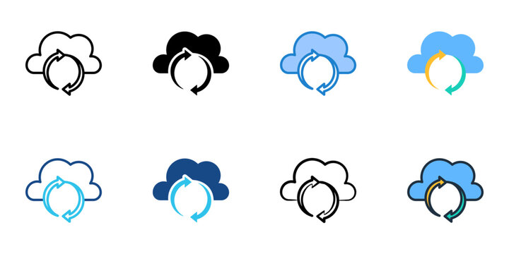 OTA update icons set multiple style collection. Editable stroke 