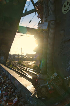 Urban Tracks and Love Locks in Golden Back light.