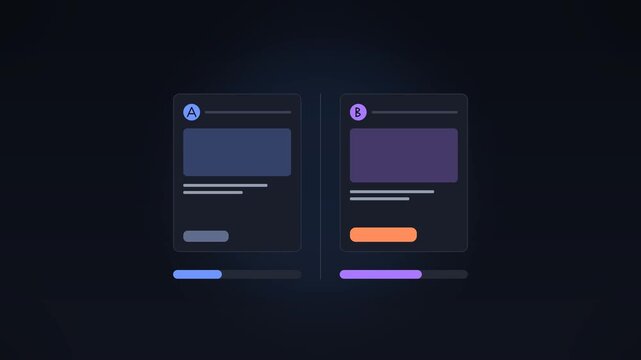 AB split testing comparison with conversion rate bars and winning variant