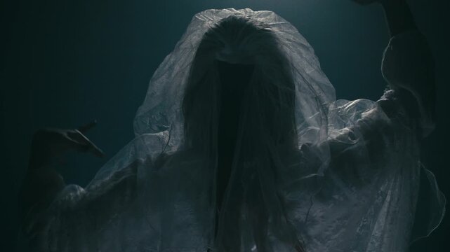 Scary dead ghost bride portrait studio light Halloween style 4K