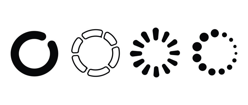 Set of circle loading icons and progress bar interface elements with loading icon loading spinner UI element web design user interface graphic resource web development
