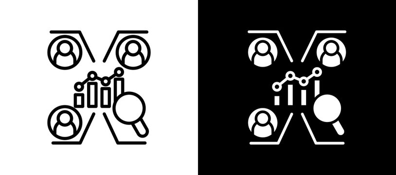 Competitive Analysis Icon Set In Black And White Filled Style Collection