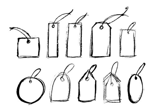 Hand drawn paper label, tag price isolated