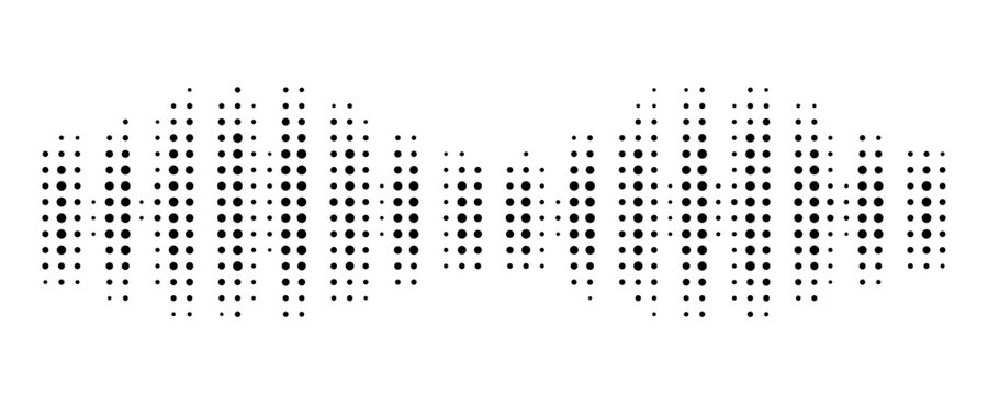 Halftone sound wave pattern, dot music background