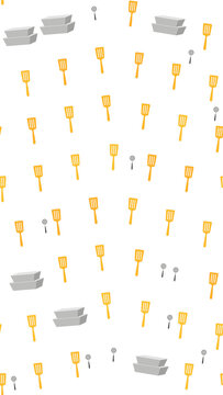 Seamless pattern of grilling tools and containers