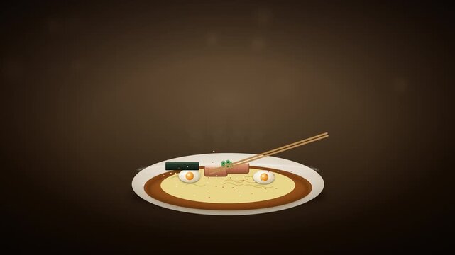 Minimalist vector illustration featuring a hot sunny side up egg and sausage breakfast plate on a deep gradient brown background