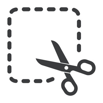 Scissors Cutting along Dashed Cut Line Symbol