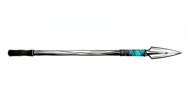 Sketch illustration of a spear with blue wrapping
