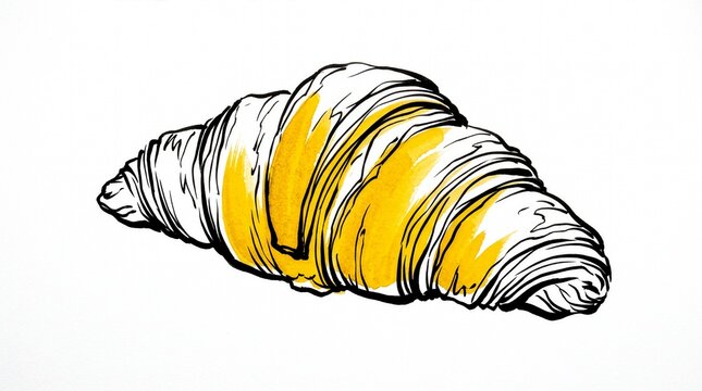 Sketch illustration of a baked croissant