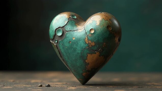 Beautifully Patinaed Heart Sculpture Displaying Timeless Craftsmanship