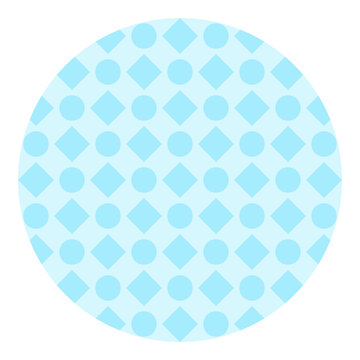 Blue circle diamond pattern round shape flat vector illustration graphic design element. Blue circle diamond pattern inside round circle frame isolated white background simple geometric shape flat vec