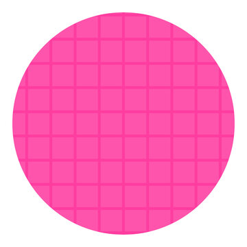 Geometric round circle shape grid mesh pattern design element magenta pink. Vibrant pink round circle icon filled regular square grid mesh line pattern isolated white background suitable retro synthwa