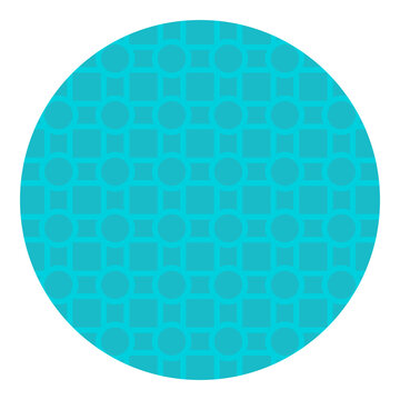 Cyan square circle pattern round shape flat vector illustration graphic design element. Cyan square circle pattern inside round circle frame isolated white background simple geometric shape flat vecto