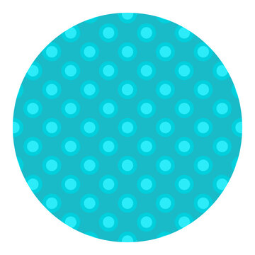 Cyan polka dot pattern round shape flat vector illustration graphic design element. Cyan polka dot pattern inside round circle frame isolated white background simple geometric shape flat vector design