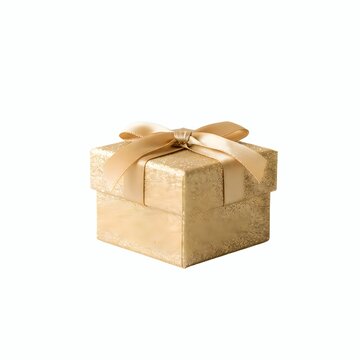 A beautifully wrapped golden glitter gift box, 