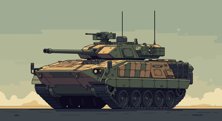Obraz premium Modern armored fighting vehicle illustration on neutral background