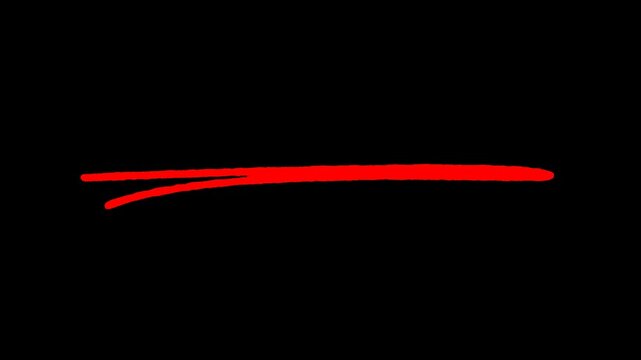 Red hand drawn double underline animation, doodle text highlight line, isolated video overlay element   