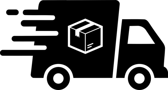 Delivery truck moving with parcel during shipping with motion blur isolated on transparent background