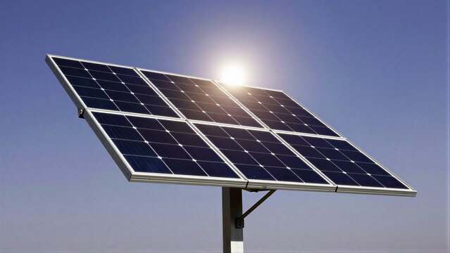 Solar panels capture sunlight, converting it into clean energy under a bright sky.