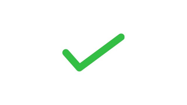 A bold black checkmark symbol confirms completion or approval on a crisp white background
