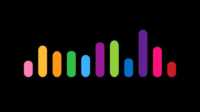 A series of colorful vertical bars representing audio sound levels in an equalizer display
