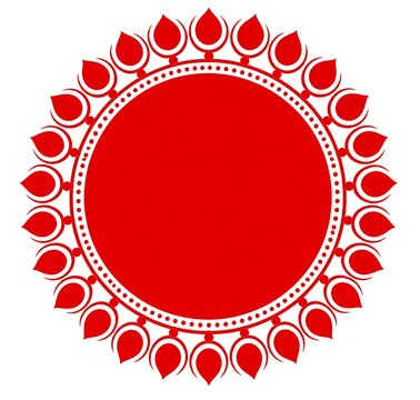 Red Lotus Mandala Circular Festive Frame