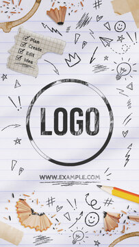 Notebook Pencil Logo Reveal - Vertical