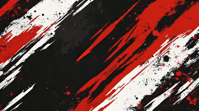 Dynamic red and white brushstroke design, bold splashes forming abstract stripes, creating a modern graphic concept