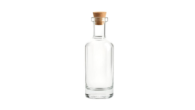 Clear glass bottle with, isolated on transparent background