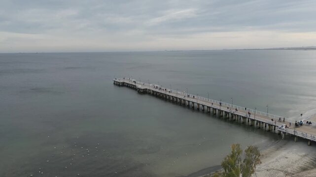 Gdynia Pier. aerial shot. Autumn