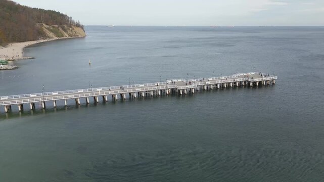 Gdynia Pier. aerial shot. Autumn