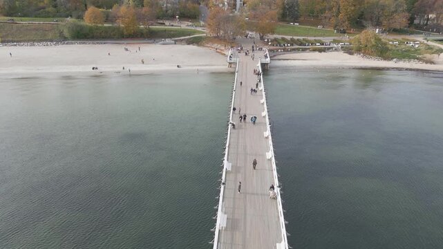 Gdynia Pier. aerial shot. Autumn