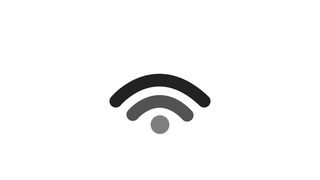 Wifi signal strength icon animation, representing wireless internet connectivity and network.