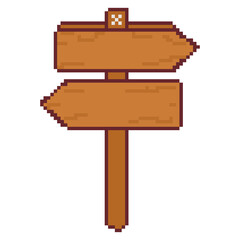 pixel art signpost arrow direction pointer wooden crossroad icon © BlackGroundMeYou 