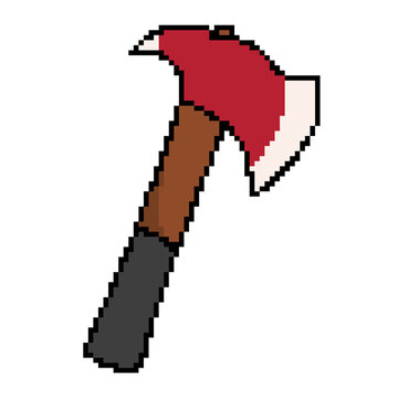 pixel art axe hatchet woodcutter tool lumberjack weapon blade icon